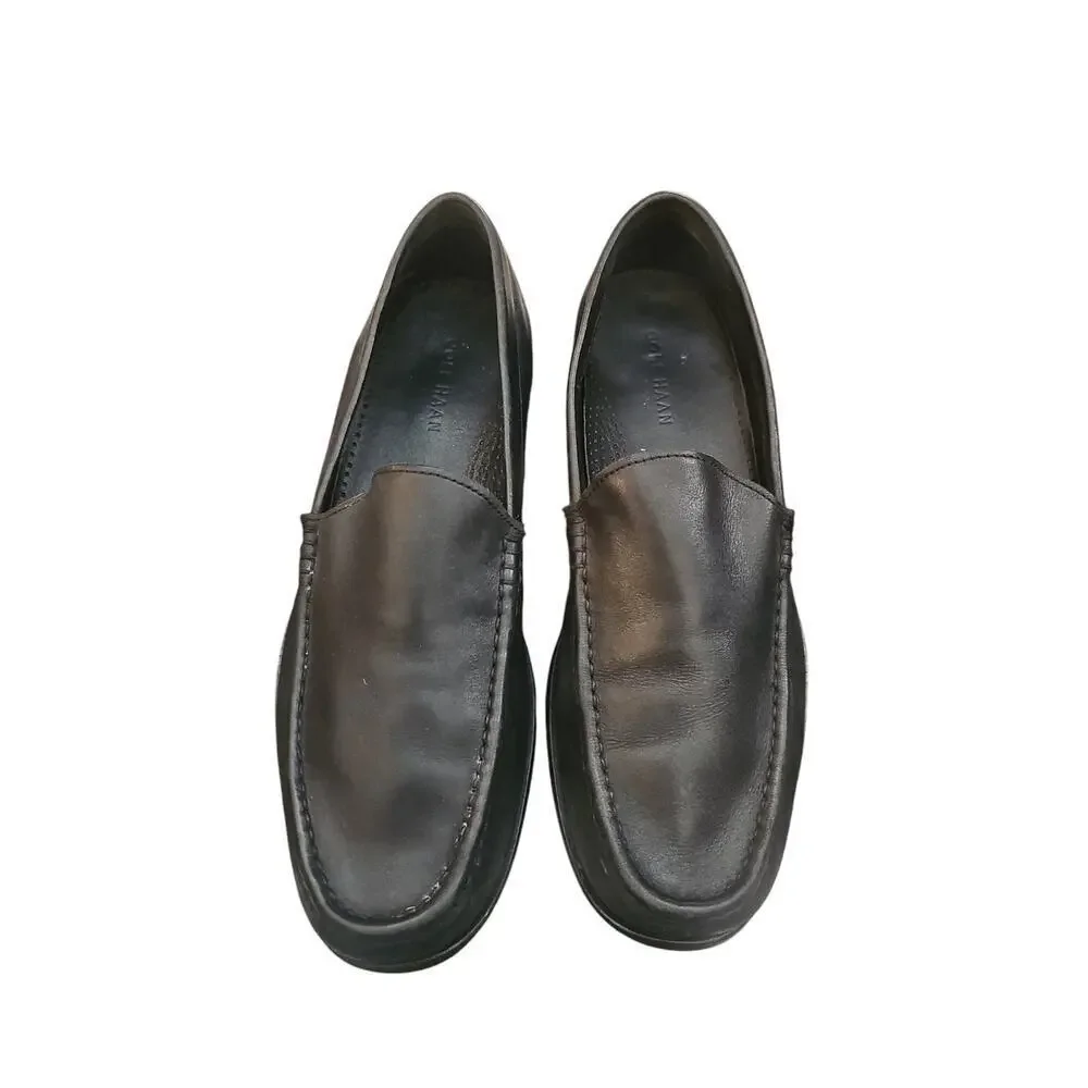 Cole Haan mens black leather loafers dress shoes sz 10